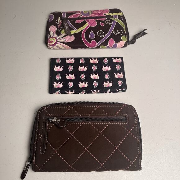 Vera Bradley Wallet Lot CheckBook Cover Pink Elephant Purple Punch Brown Quilted - Picture 2 of 16